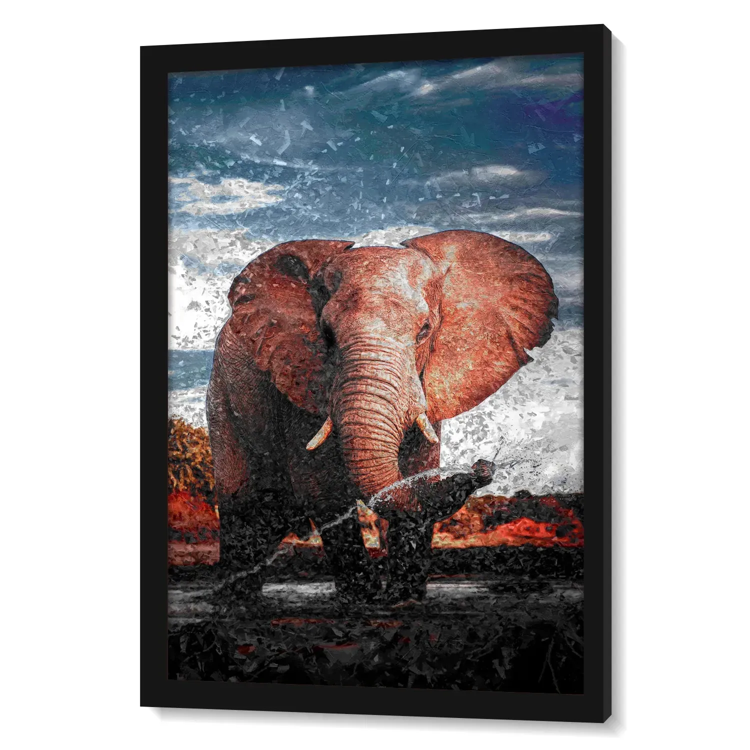 Elephant In Water Stream