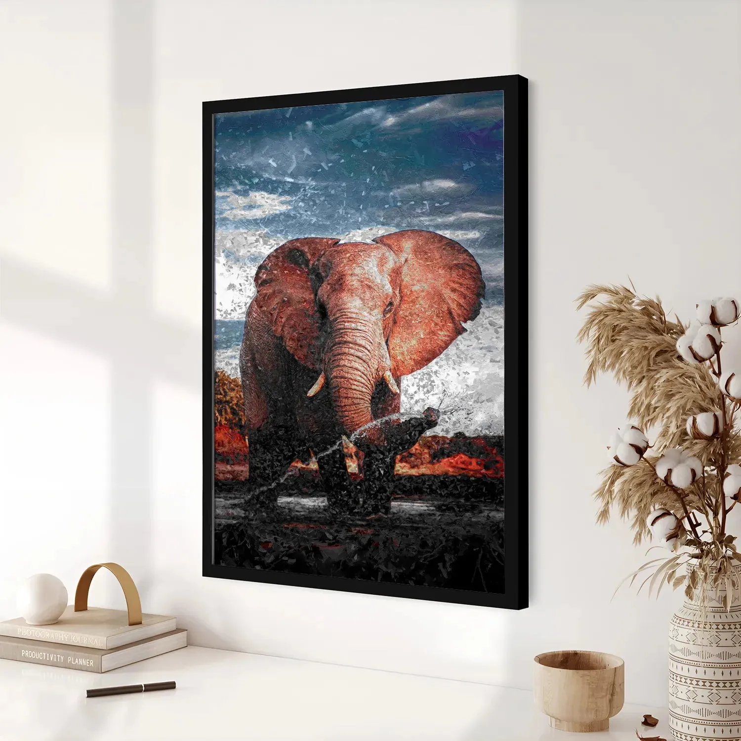 Elephant In Water Stream