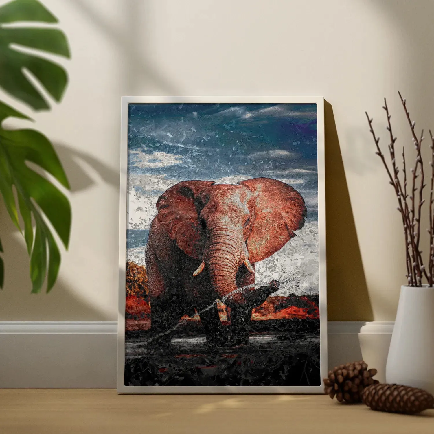 Elephant In Water Stream