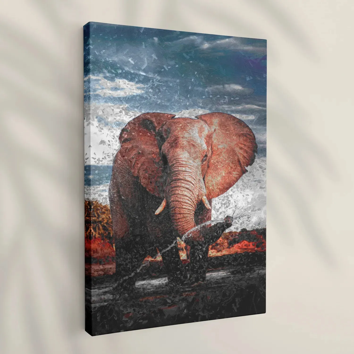 Elephant In Water Stream