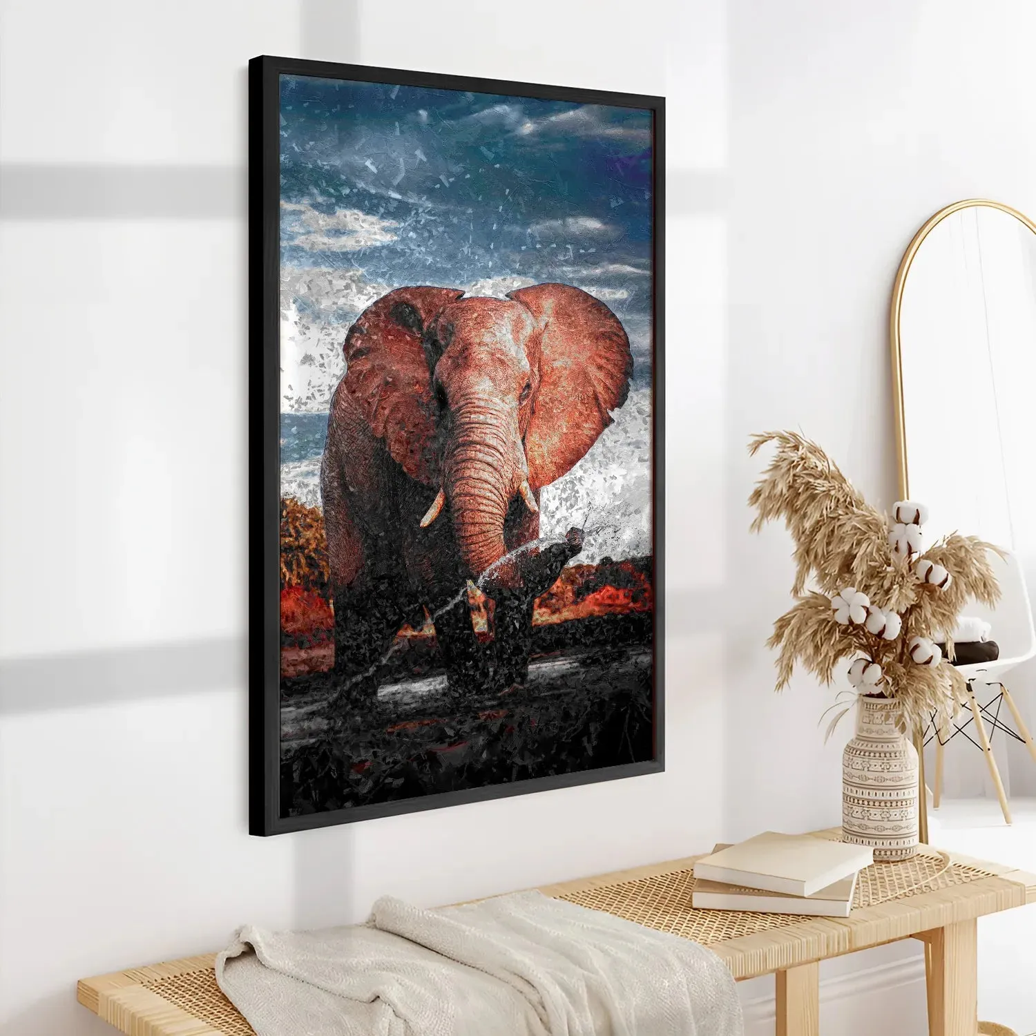 Elephant In Water Stream