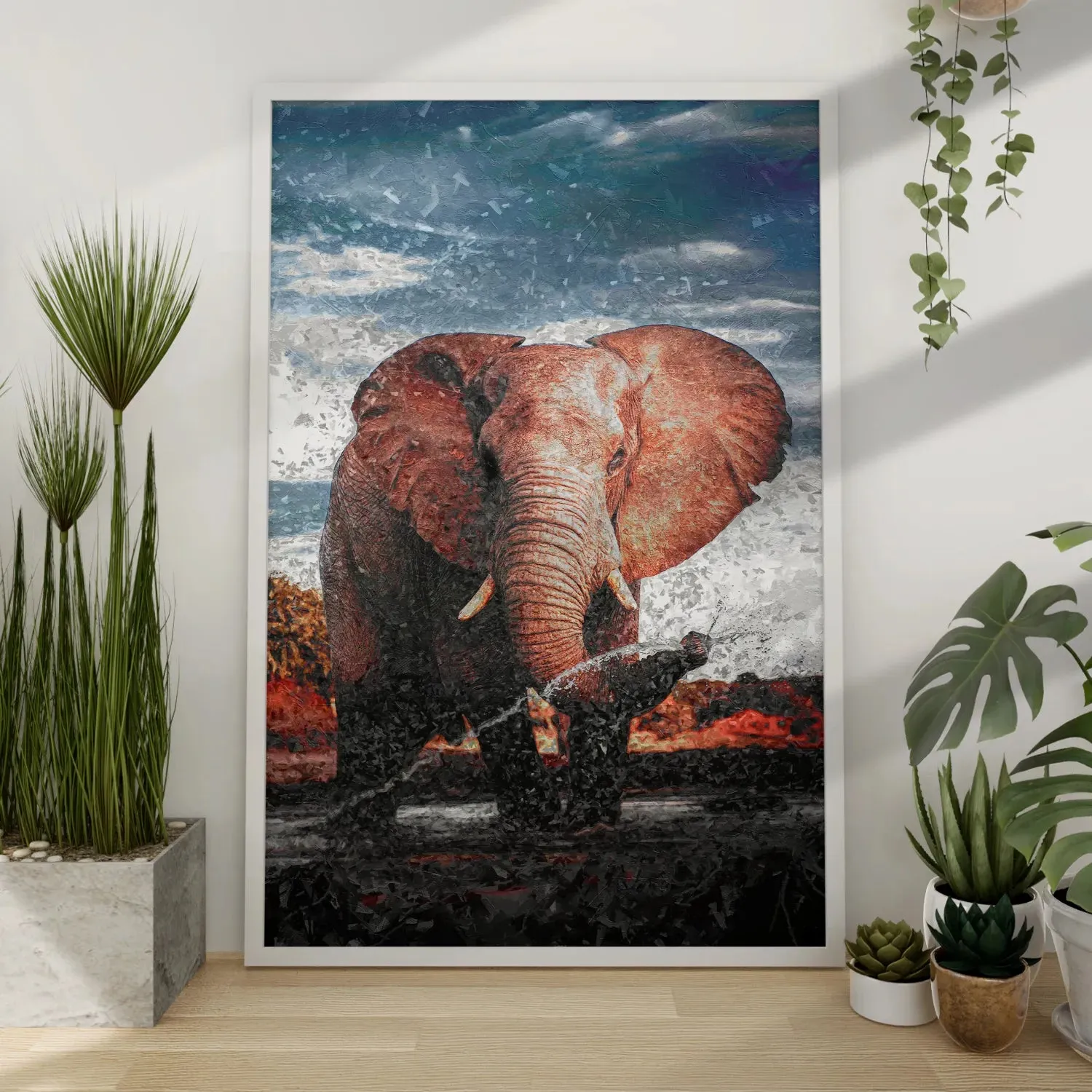 Elephant In Water Stream