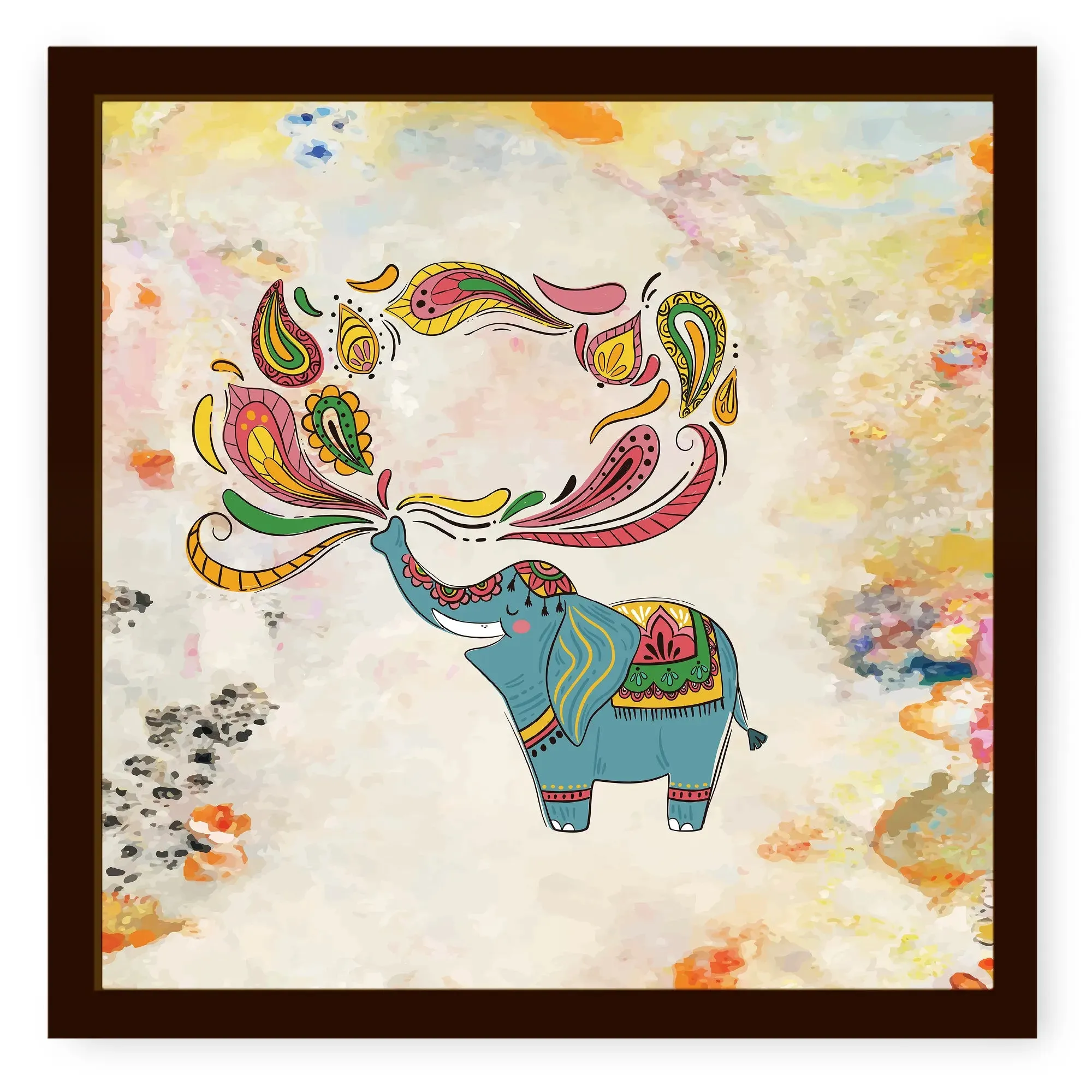Elephant Playing With Colored Water