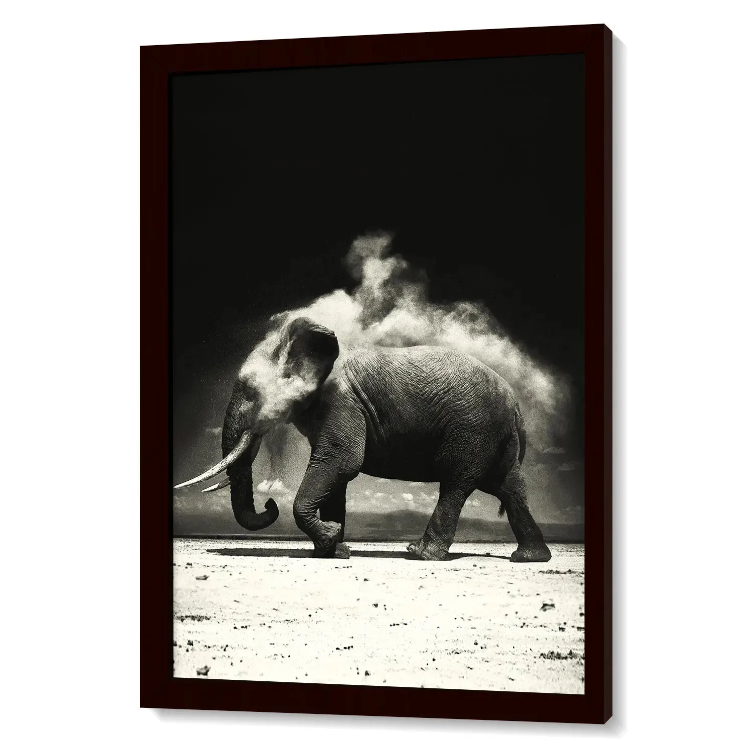 Elephant Walking In Blowing Dust