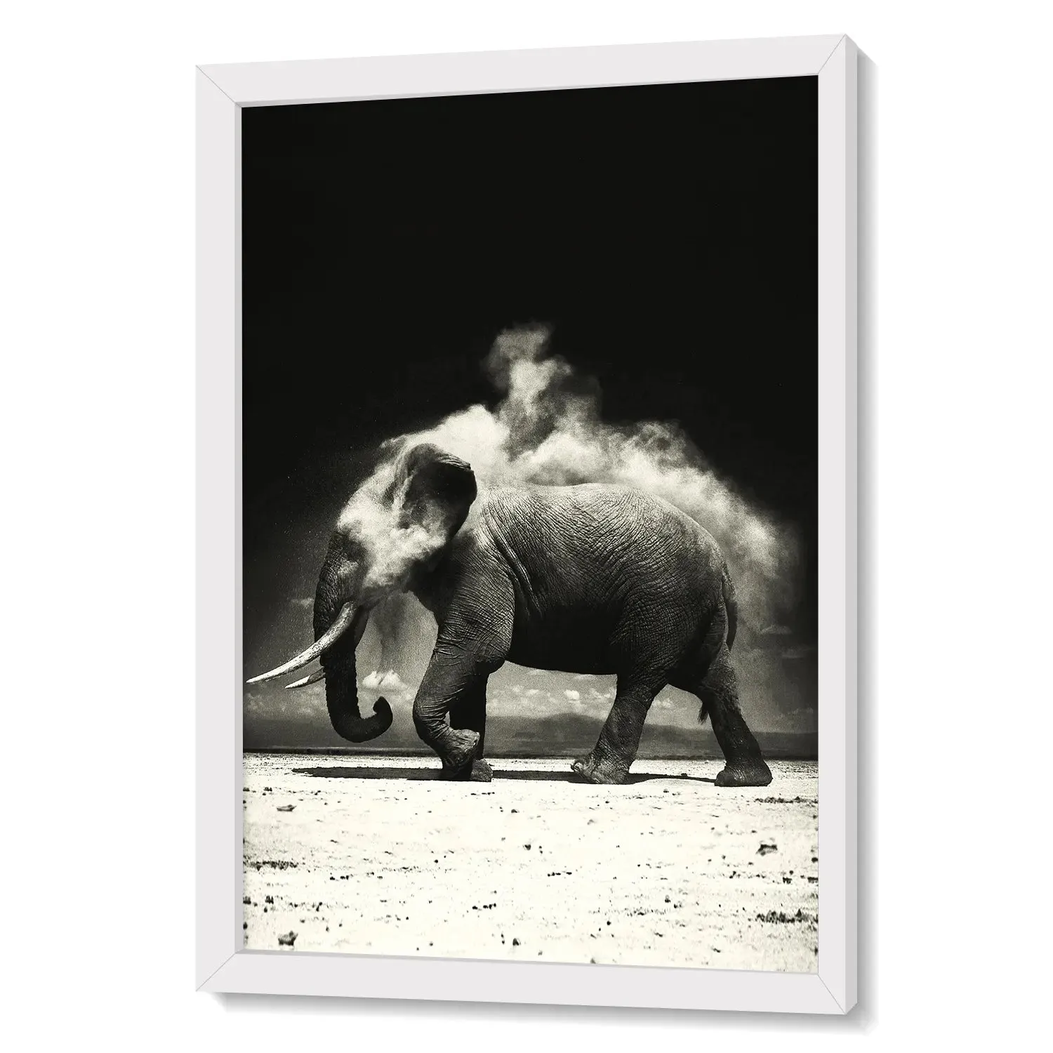 Elephant Walking In Blowing Dust