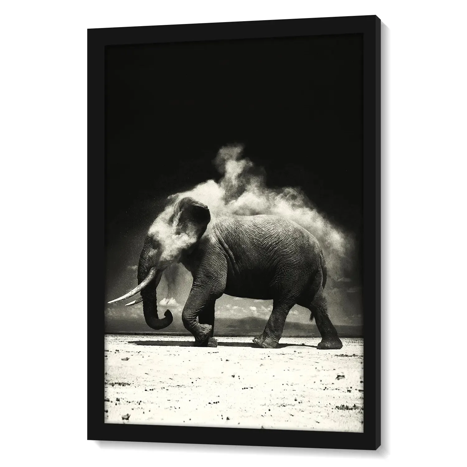 Elephant Walking In Blowing Dust