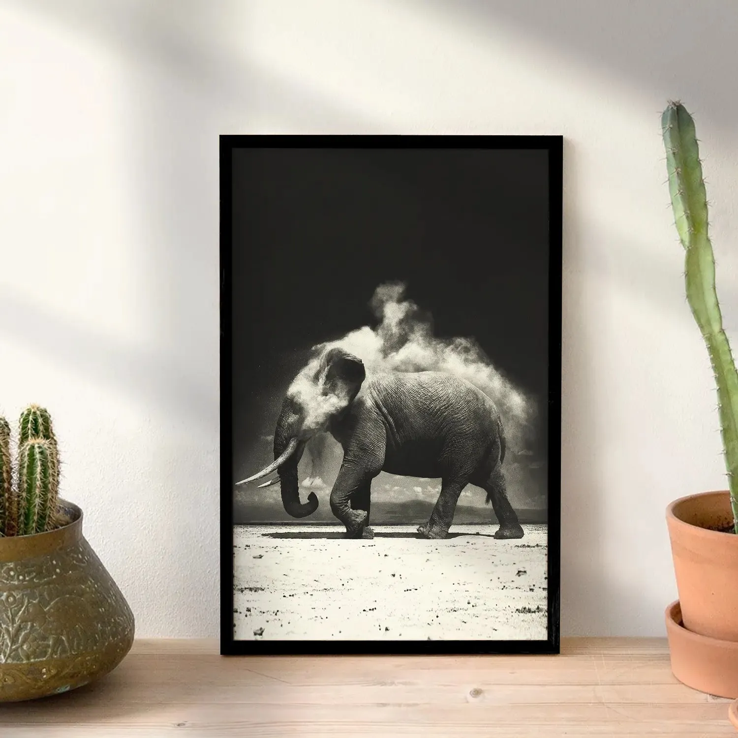 Elephant Walking In Blowing Dust