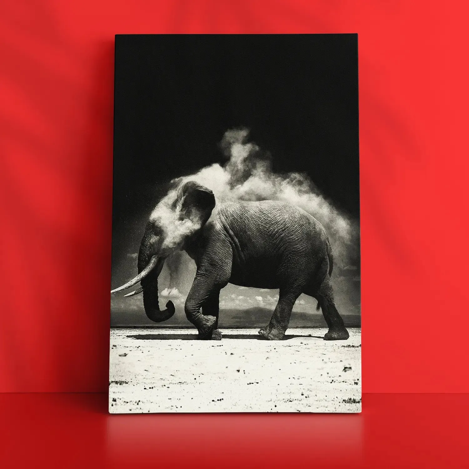 Elephant Walking In Blowing Dust