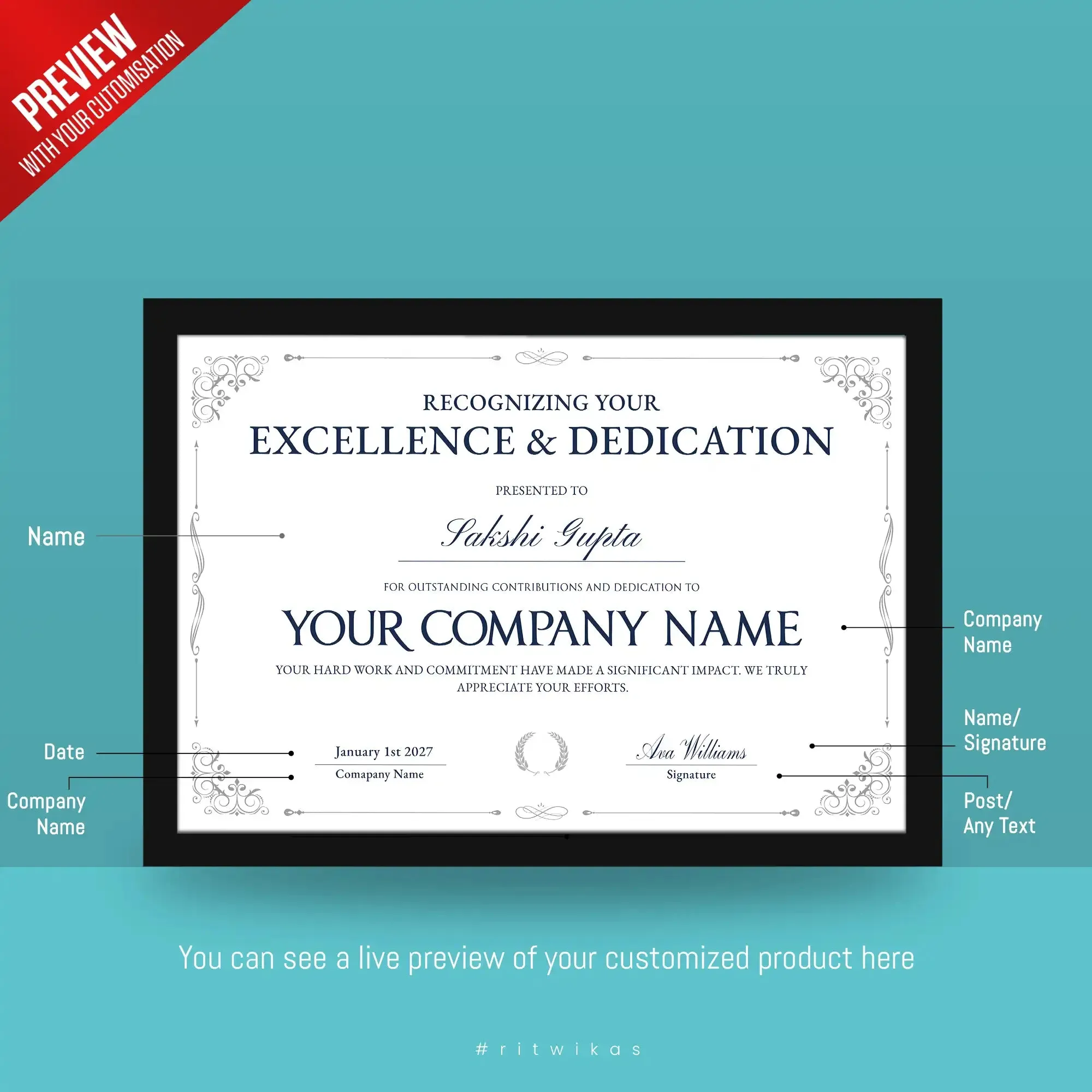 Elite Appreciation Certificate – Personalized Recognition with Style