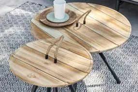 Elle Belt Teak Top Nesting Coffee Tables