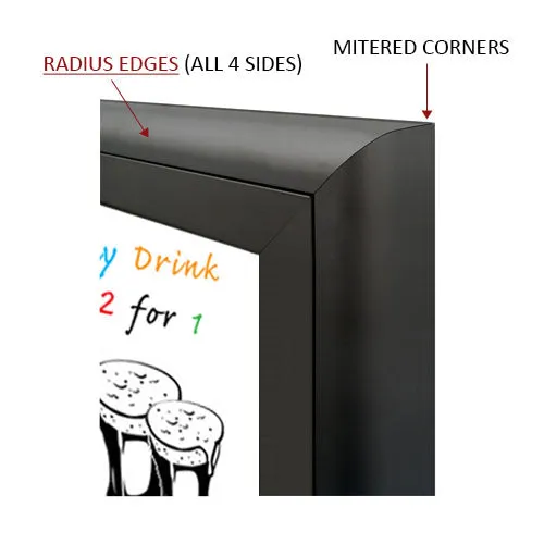Extra Large Outdoor Dry Erase Marker Board Swing Cases with Radius Edge, Lights and Leg Posts  | Gloss White Board Magnetic Porcelain Steel
