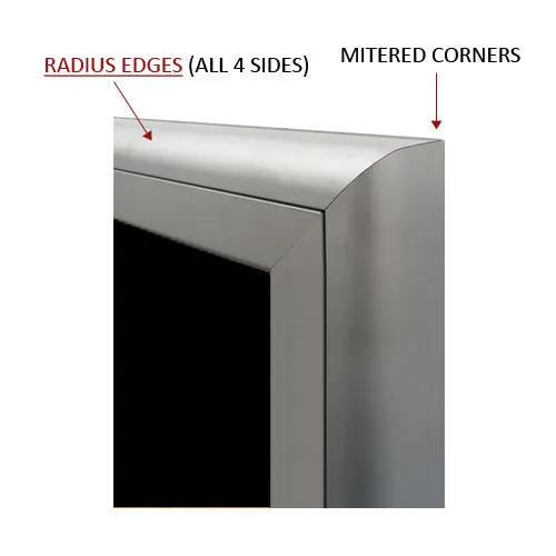 Extra Large Outdoor Dry Erase Marker Board SwingCases with Radius Edge, Header and Leg Posts | Gloss Black Board Message Board