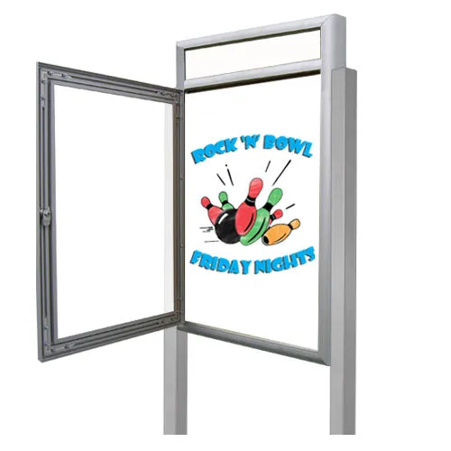 Extra Large Outdoor Dry Erase Marker Board SwingCases with Radius Edge, Header and Leg Posts (Gloss White Board Magnetic Porcelain Steel)