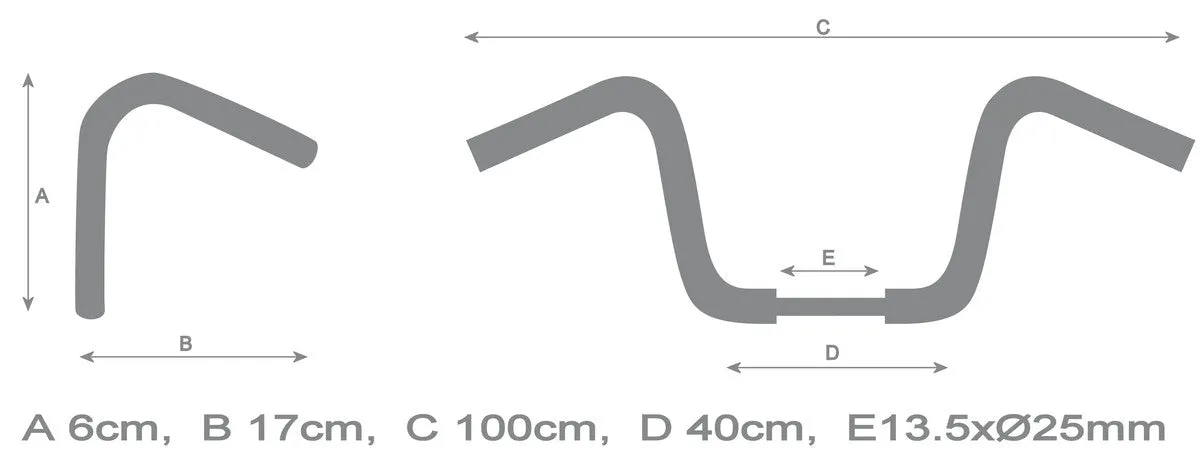 Extra Wide Fat Flyer 1-1/4 in. (32mm) Handlebars Clamping Area Diameter 32mm, Chrome - Highway Hawk H55-5012