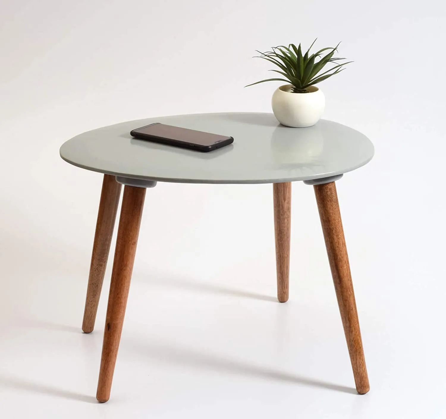 FABULO Wooden Foldable Oval Shaped Side Table/End Table/Coffee Table/Beside Table(Grey)