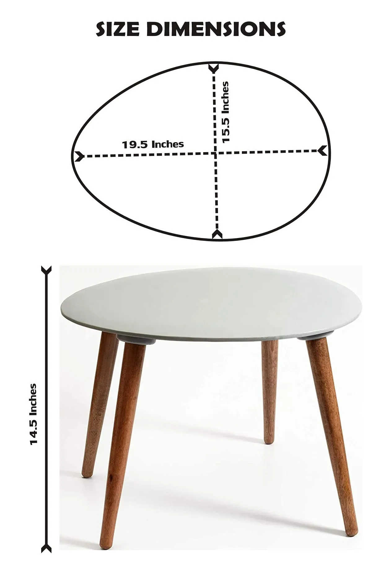 FABULO Wooden Foldable Oval Shaped Side Table/End Table/Coffee Table/Beside Table(Grey)