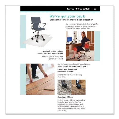 Floor mate, For Hard Floor To Medium Pile Carpet Up To 0.75", 46 X 48, Clear