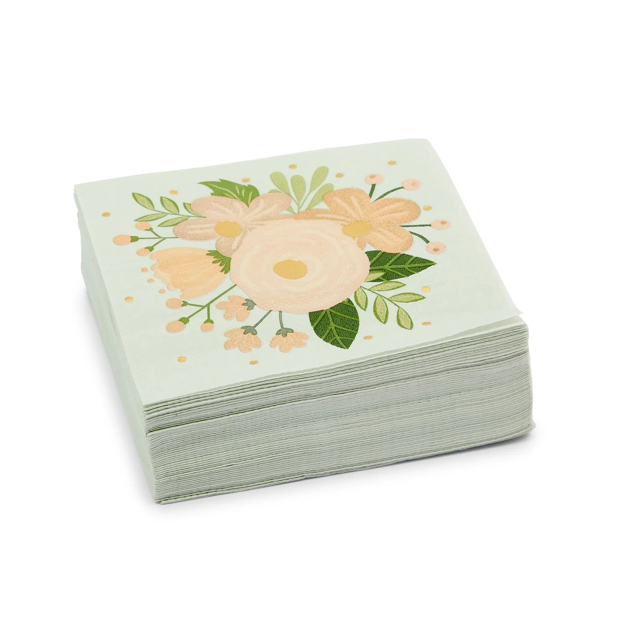 Floral Paper Napkins for Wedding, Bridal Shower (2 Sizes, 100 Pack)