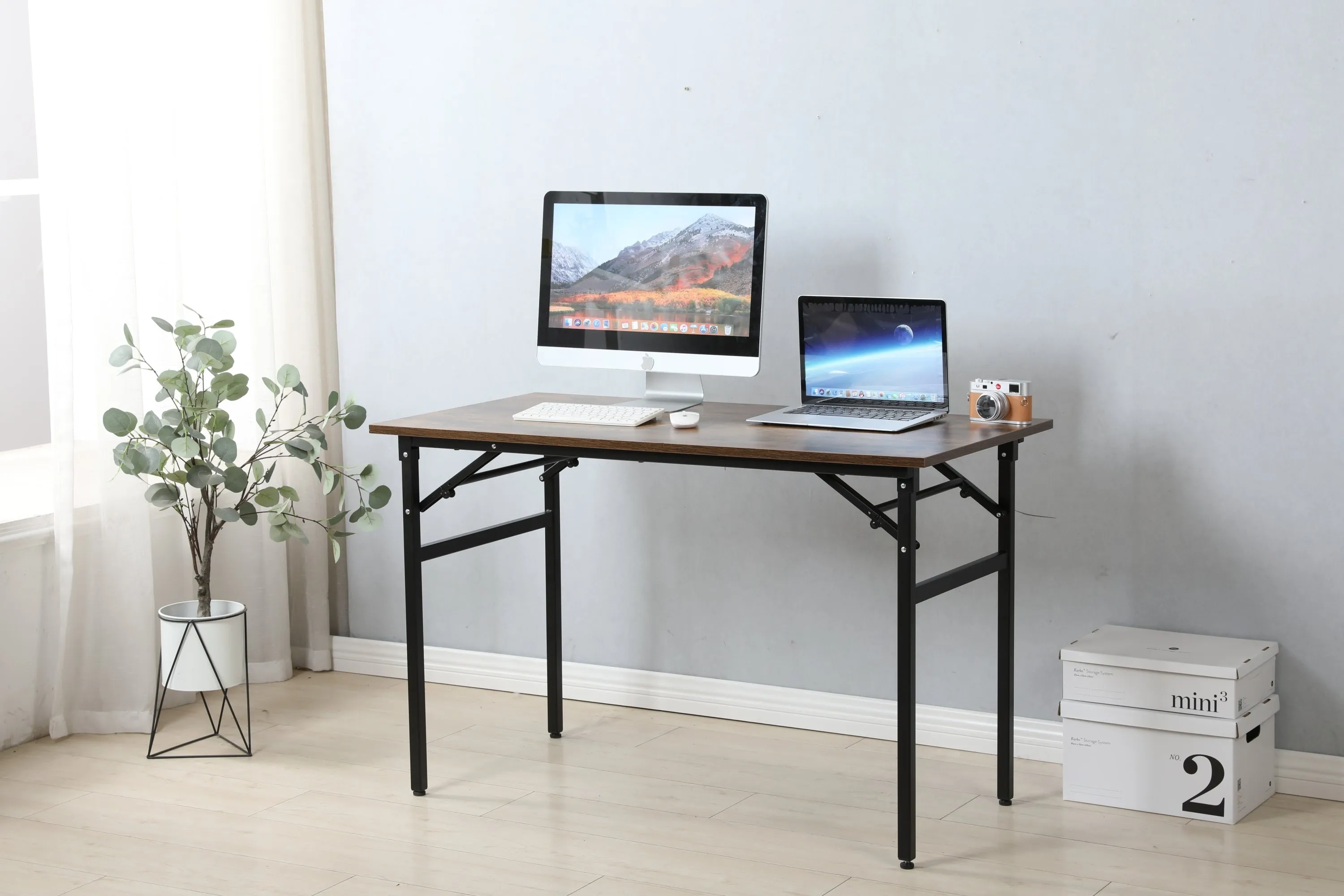 Folding table desk black  47✖24 inches  computer Workstation