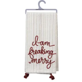 FREAKING MERRY CRANBERRY DISH TOWEL