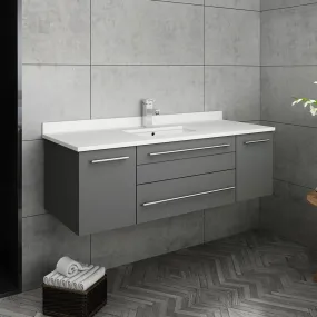Fresca FCB6148GR-UNS-CWH-U Lucera 48" Gray Wall Hung Modern Bathroom Cabinet with Top & Undermount Sink