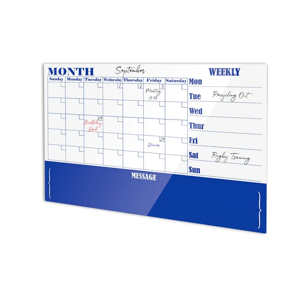 Glassboard Monthly Planner Board 900 x 1200mm