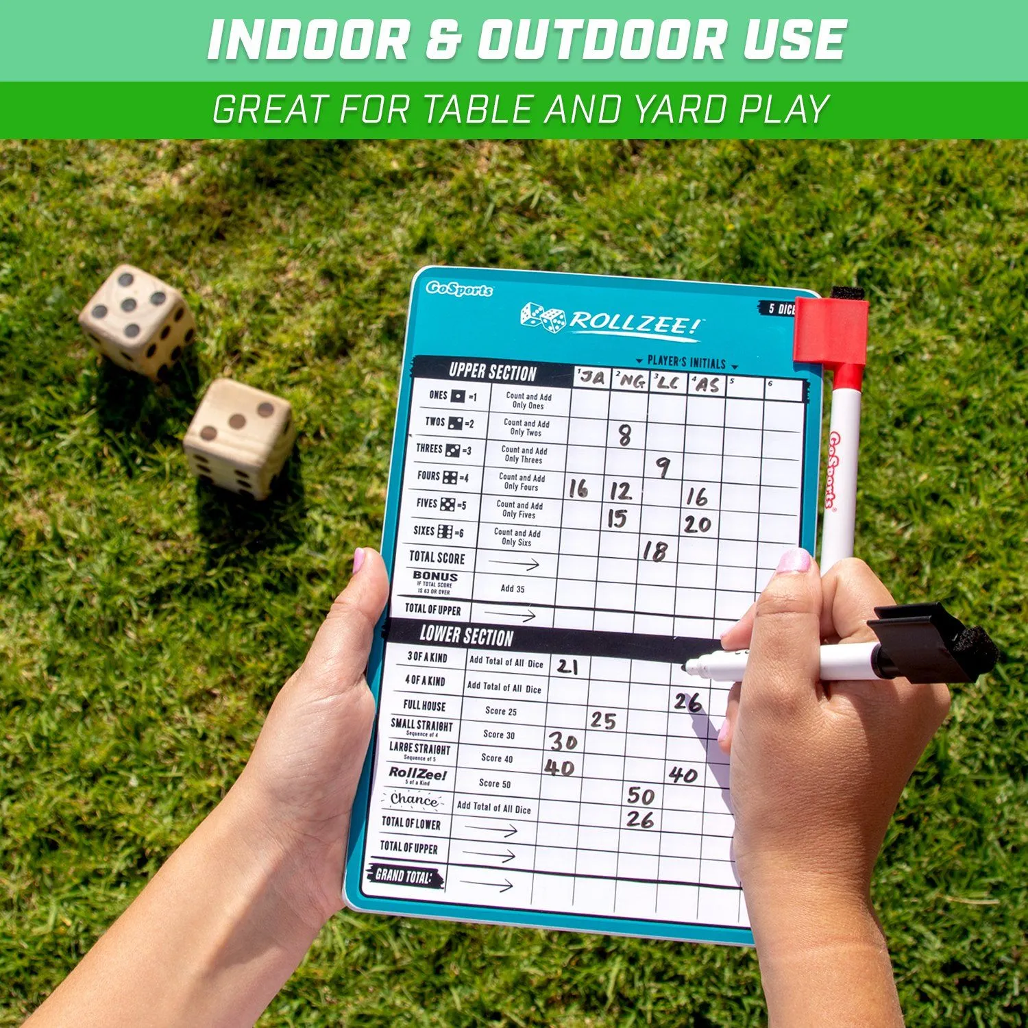 GoSports Dry-Erase Rollzee and Farkle Scoreboard