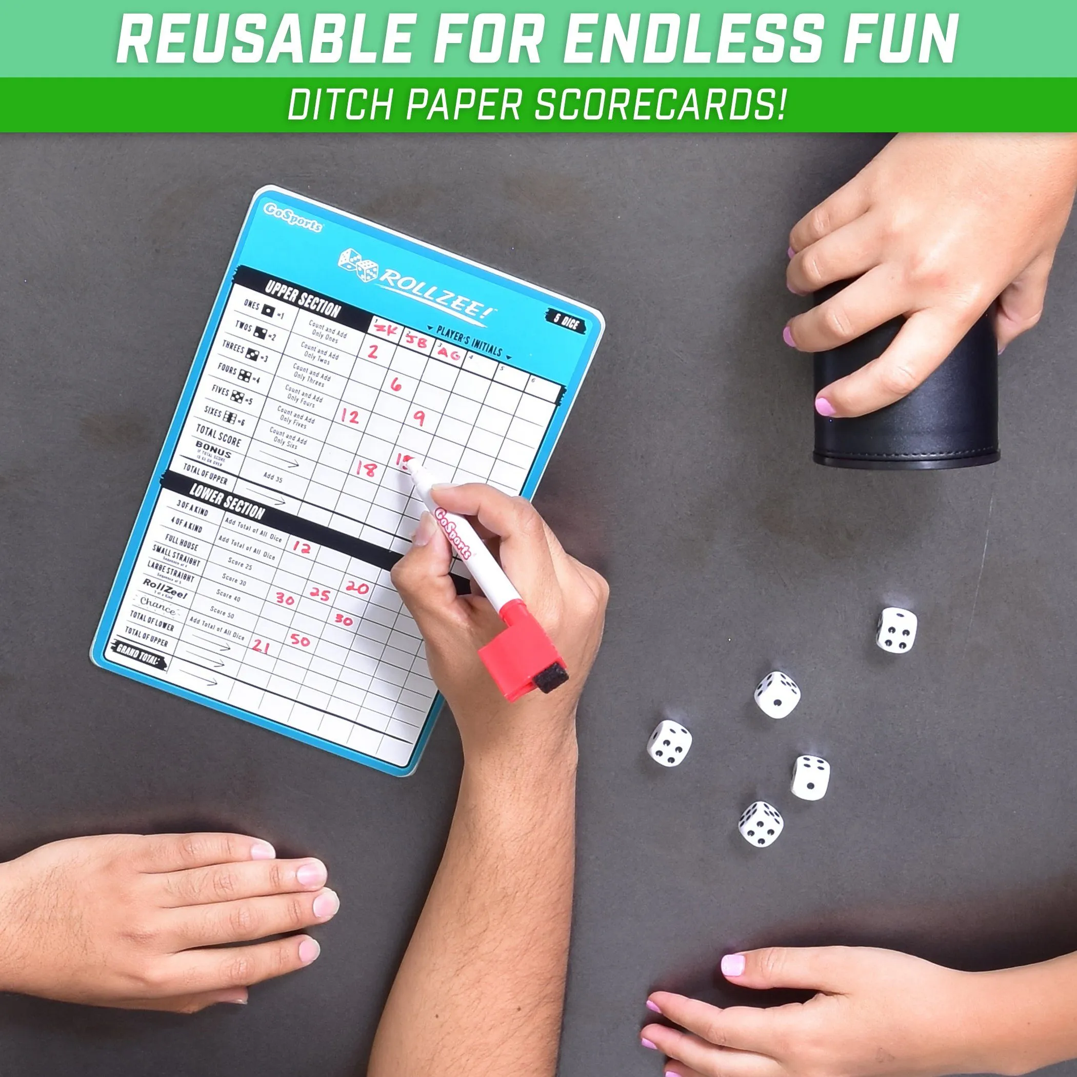 GoSports Dry-Erase Rollzee and Farkle Scoreboard