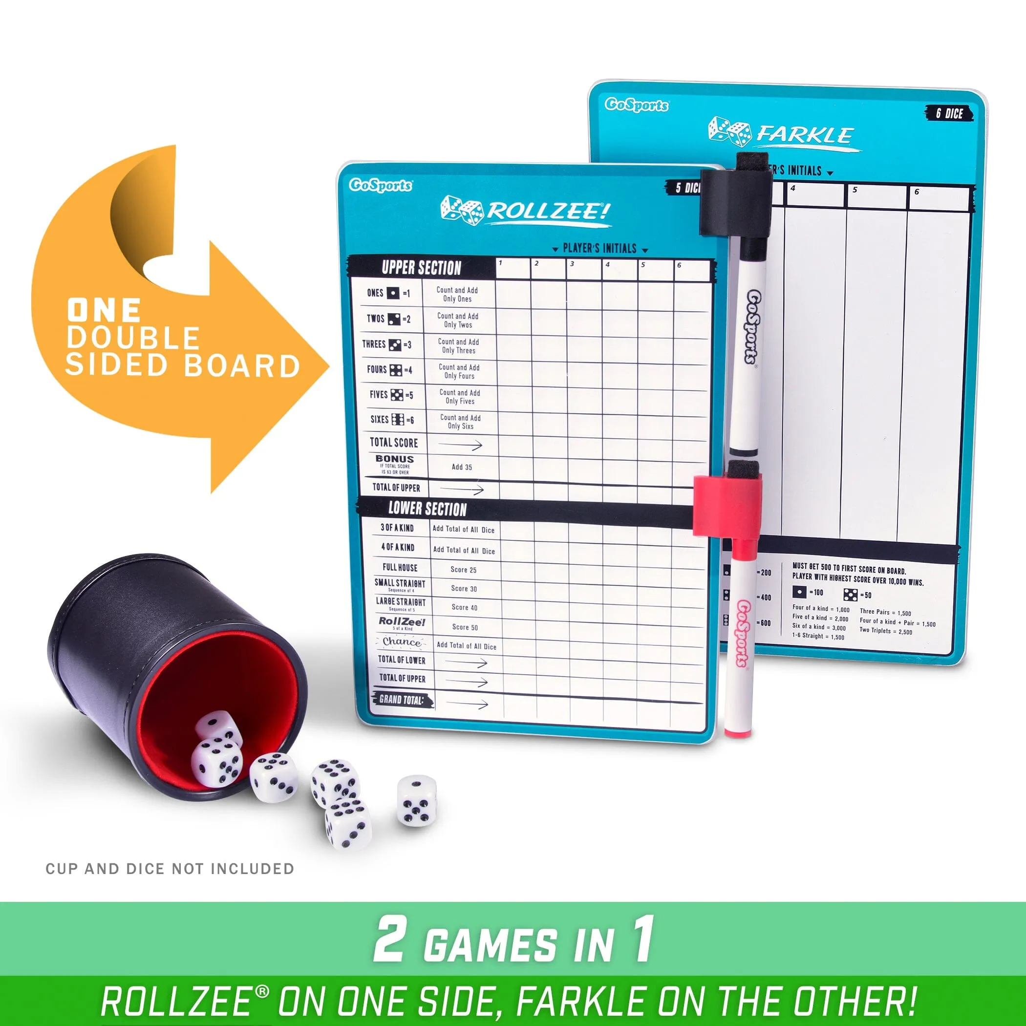 GoSports Dry-Erase Rollzee and Farkle Scoreboard