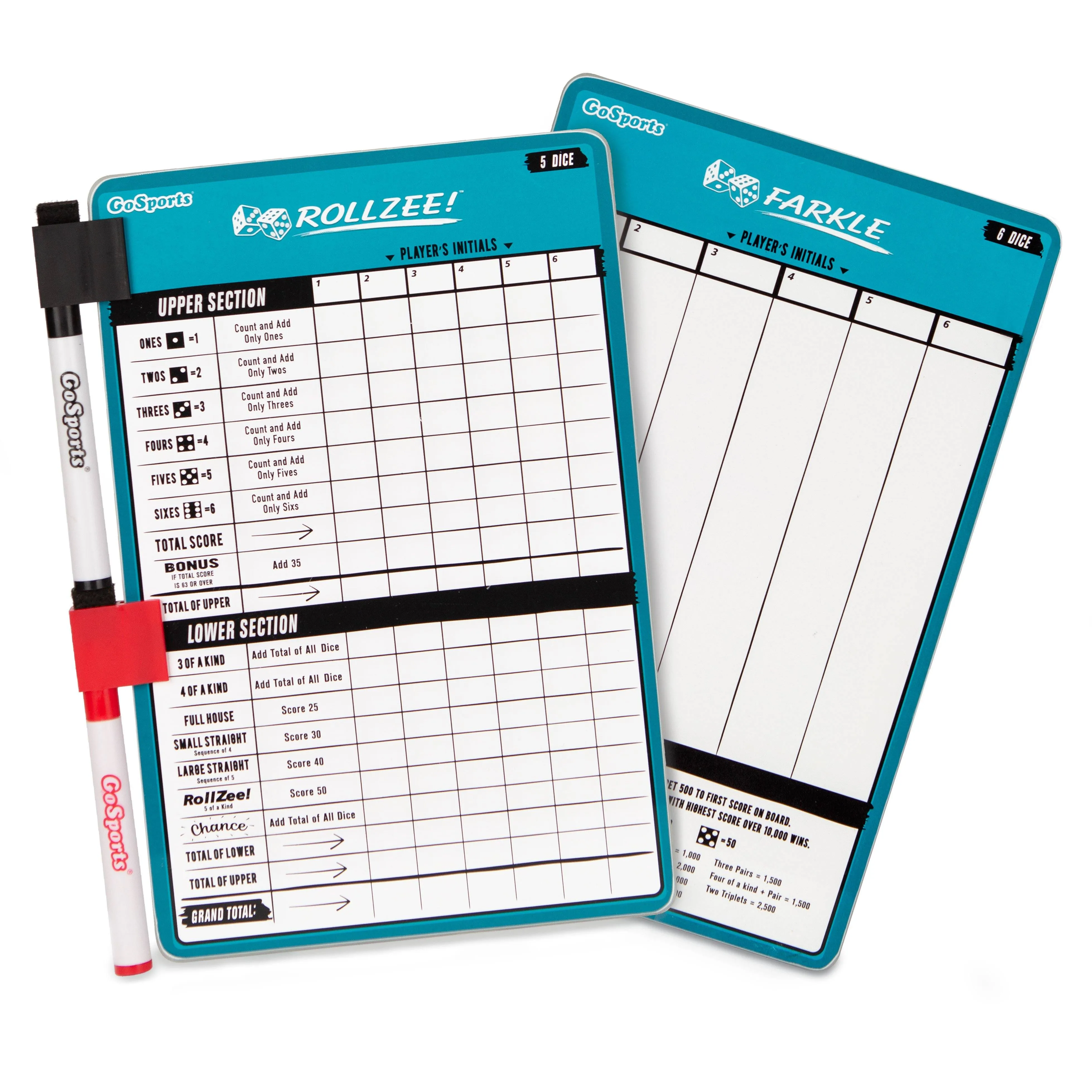 GoSports Dry-Erase Rollzee and Farkle Scoreboard
