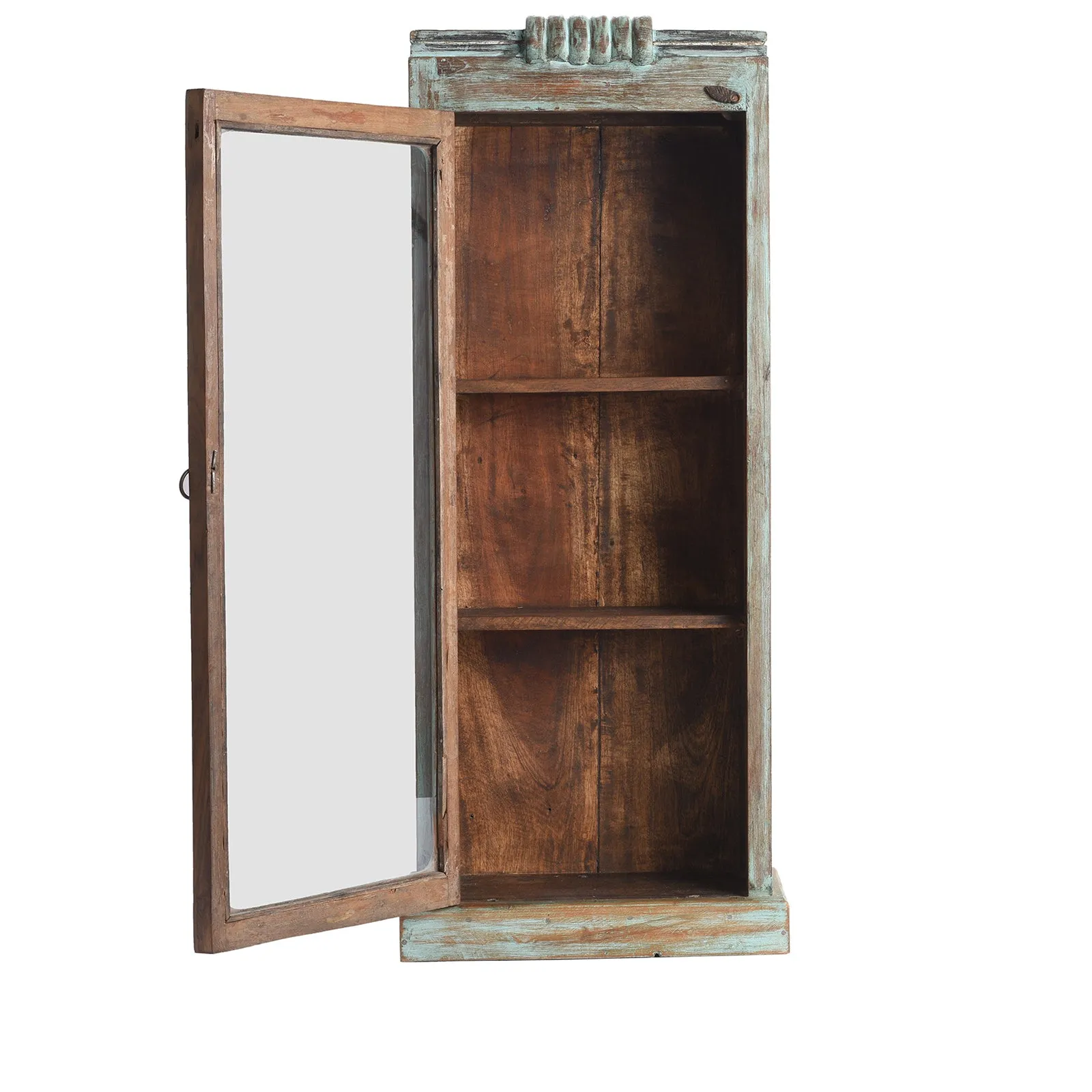 Green Painted Glazed Wall Cabinet - Ca 1920
