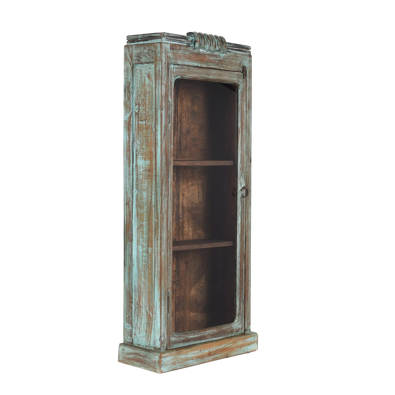 Green Painted Glazed Wall Cabinet - Ca 1920