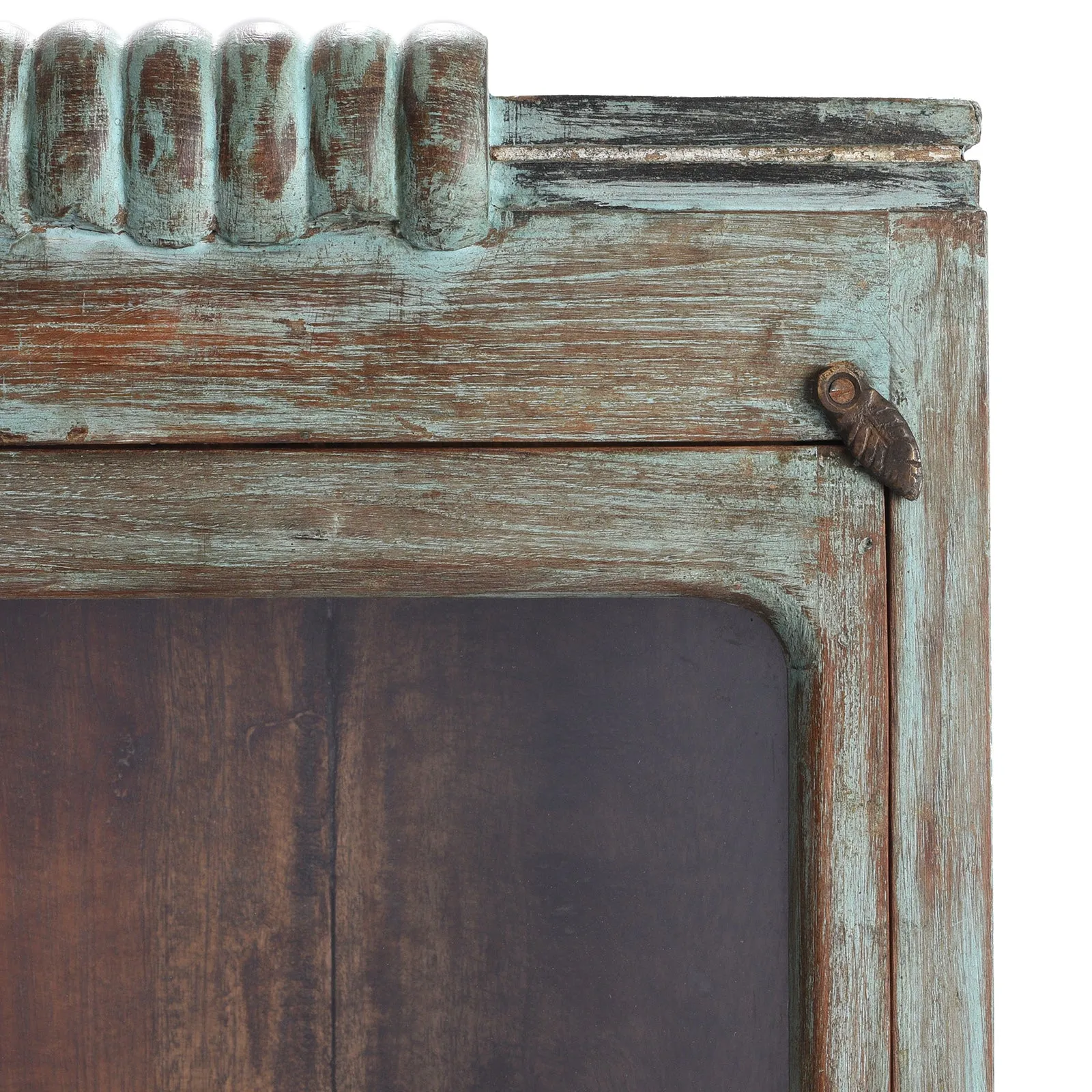 Green Painted Glazed Wall Cabinet - Ca 1920