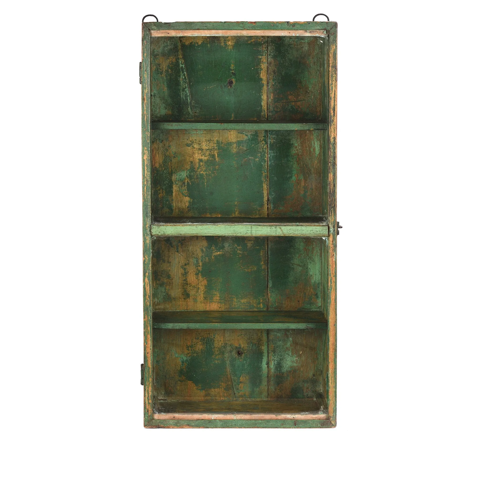 Green Painted Teak Glazed Wall Cabinet - Ca 1930