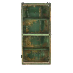 Green Painted Teak Glazed Wall Cabinet - Ca 1930