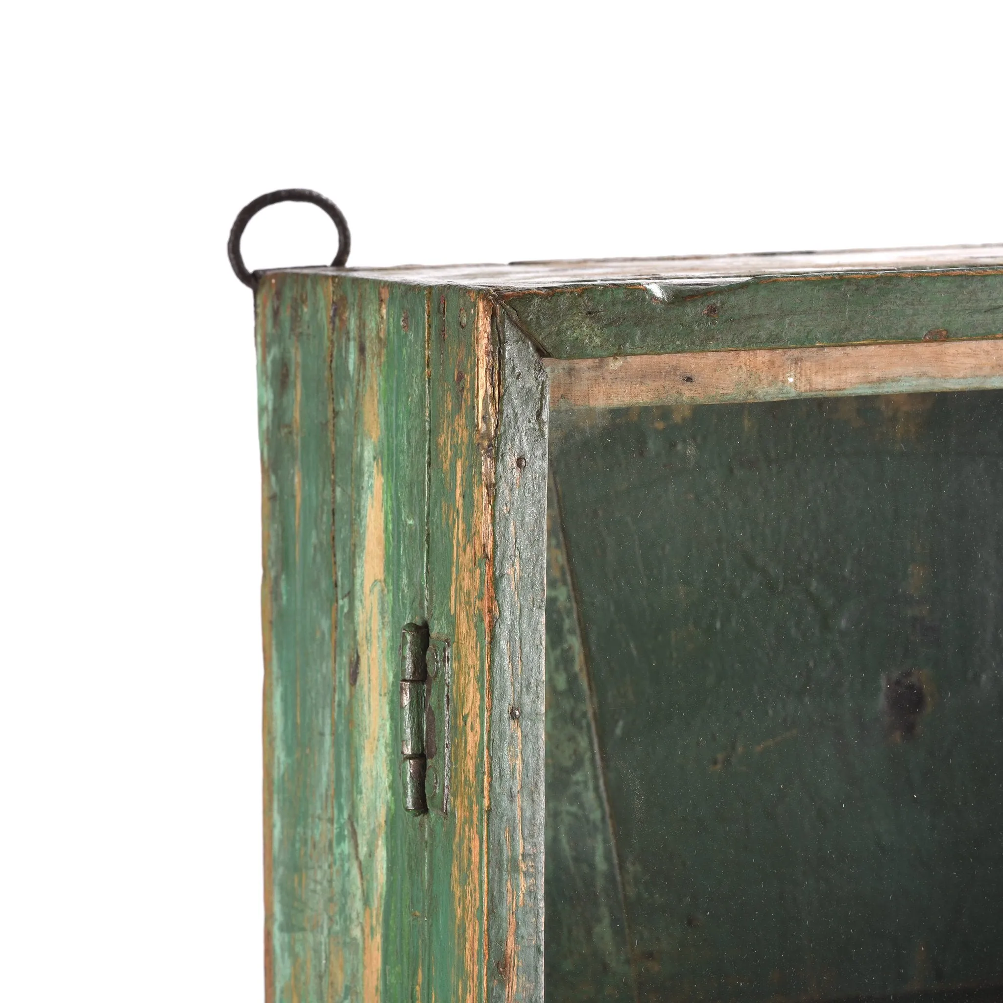 Green Painted Teak Glazed Wall Cabinet - Ca 1930