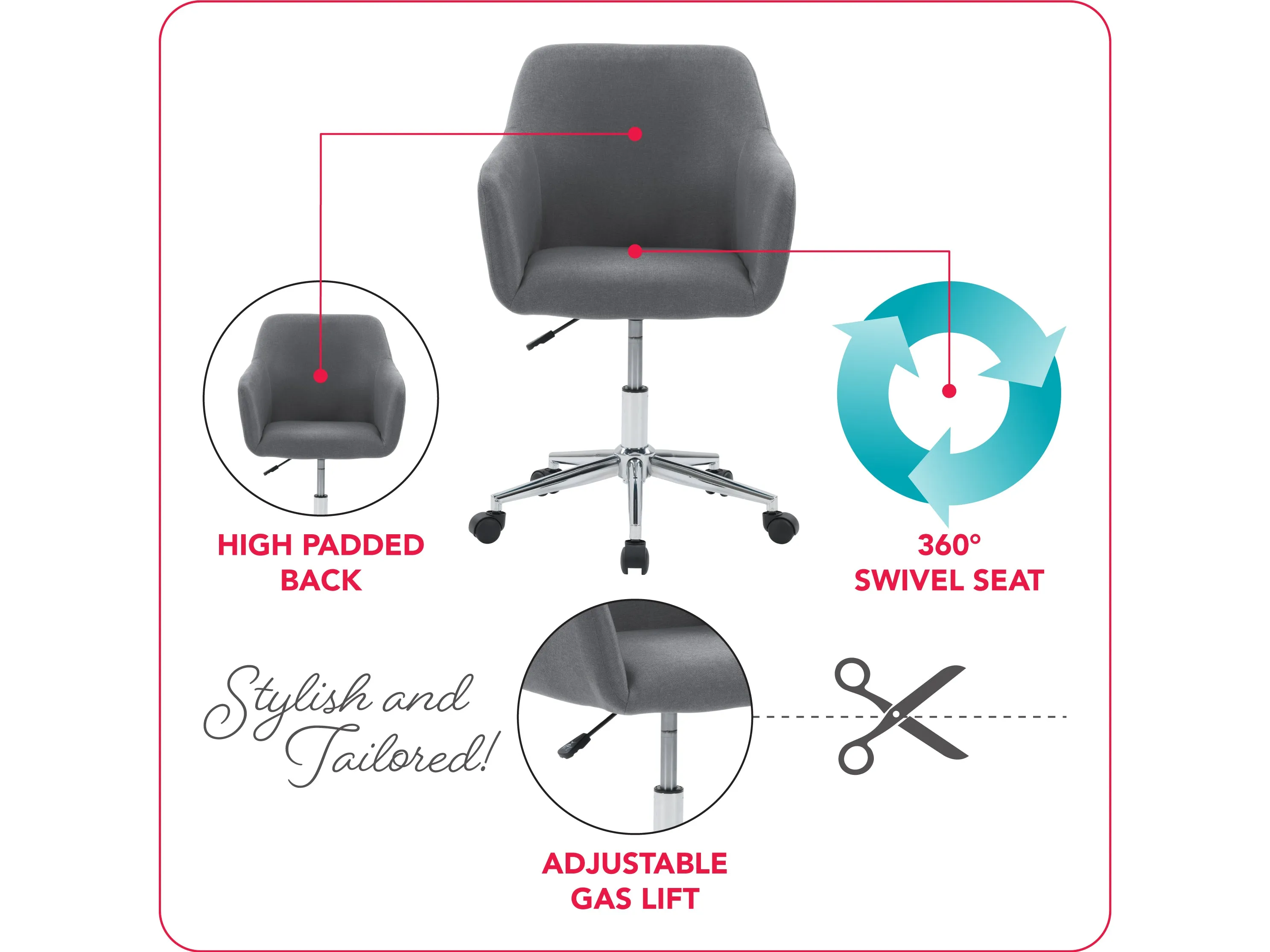 Grey Office Chair with Arms