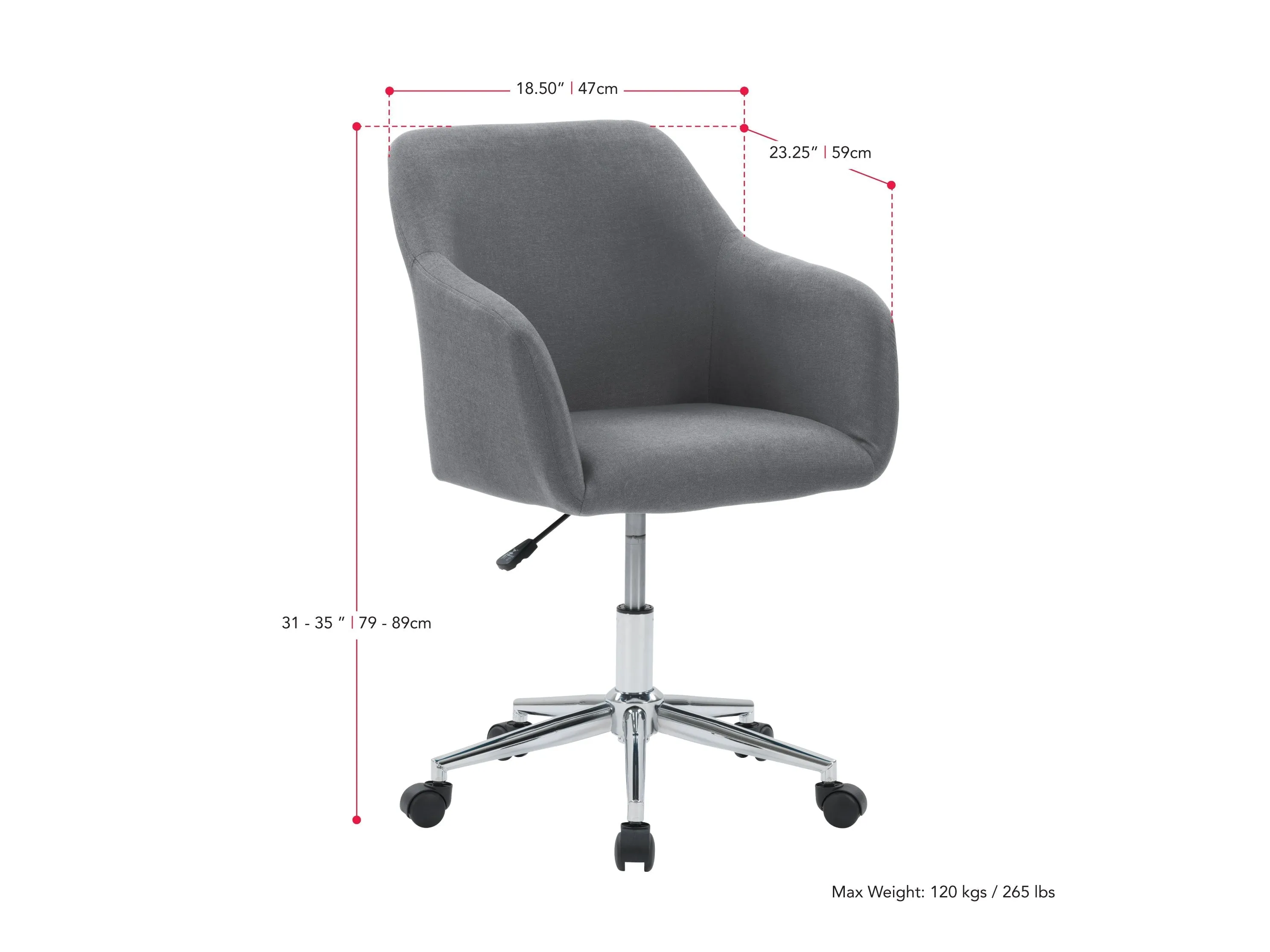 Grey Office Chair with Arms