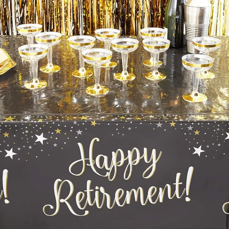 Happy Retirement Party Table Covers (54 x 108 in, 3 Pack)