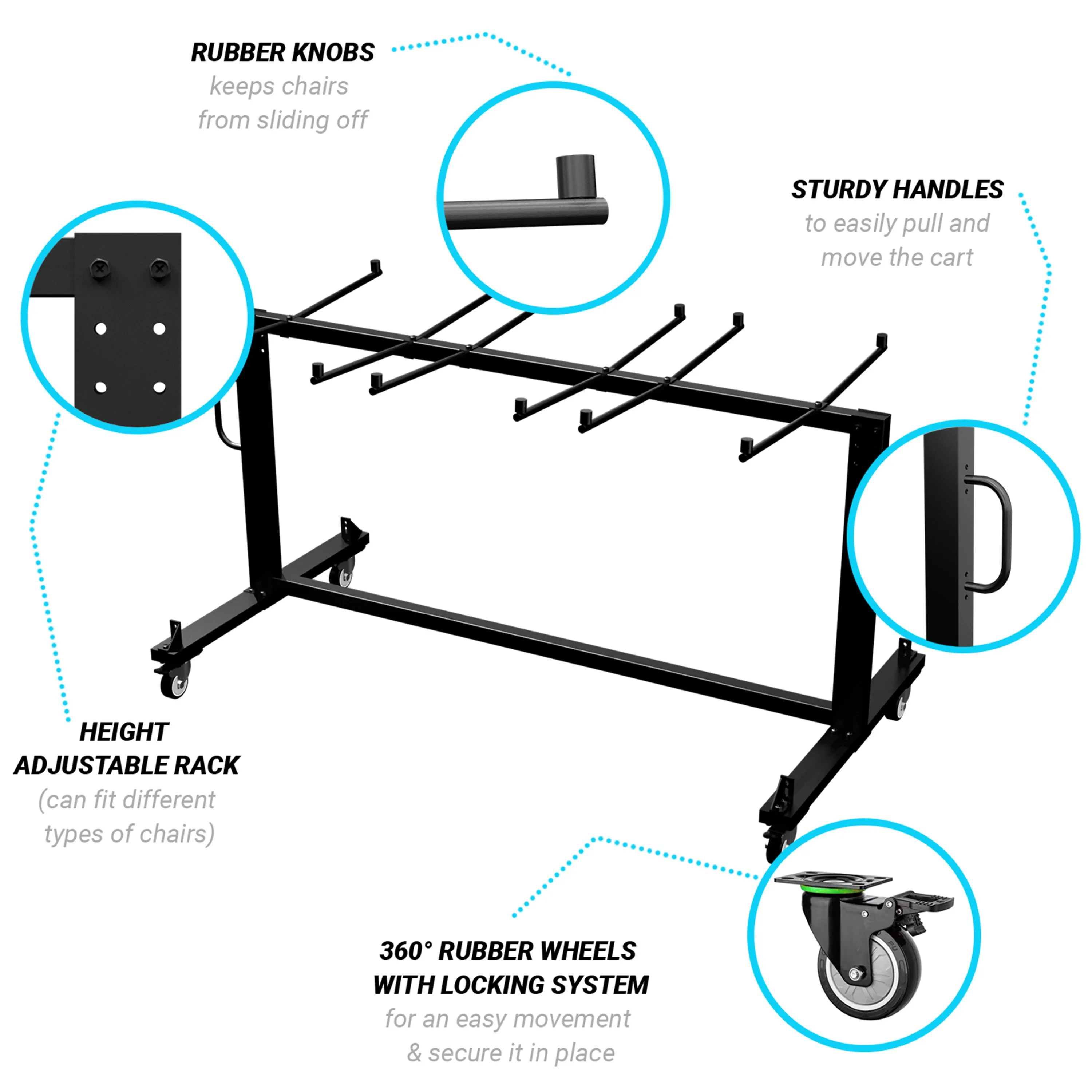 Hawkins Heavy Duty Folding Table and Chairs Mobile Cart-Locking Wheels, Outdoor Cover, 42 Folding Chairs and 12 Tables Capacity