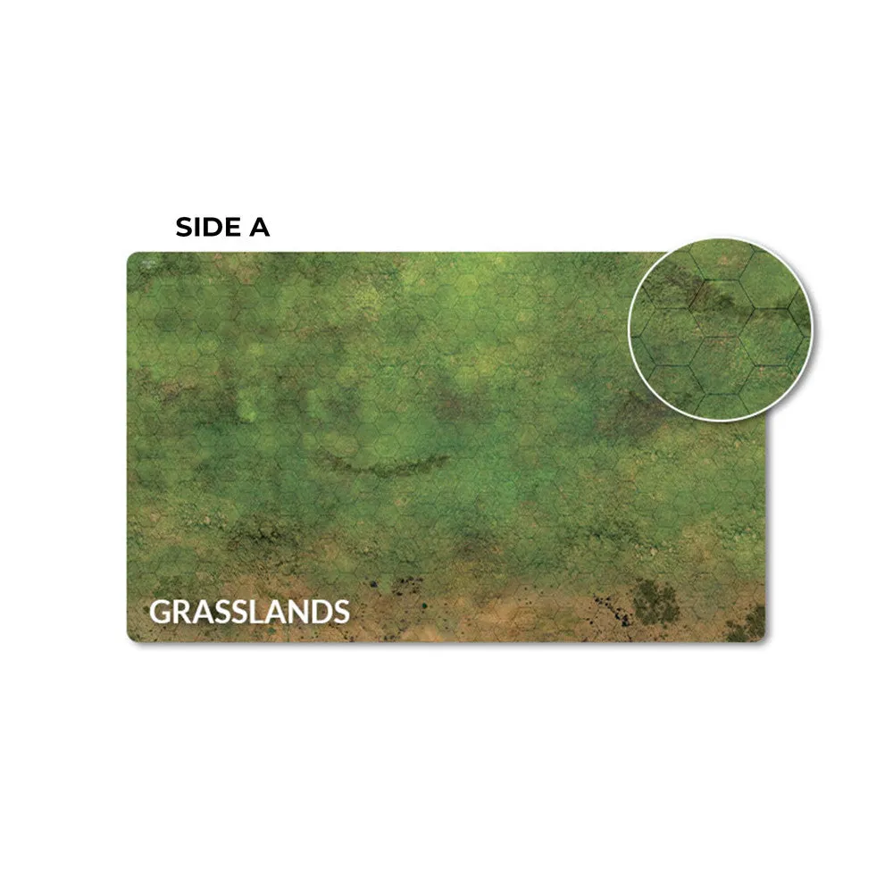HexTech - Double Sided Game Mat (Grasslands/Arid/Urban)