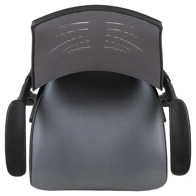 High Back Dark Gray Mesh Spine-Back Ergonomic Drafting Chair with Adjustable Foot Ring and Adjustable Flip-Up Arms [BL-ZP-809D-DKGY-GG]