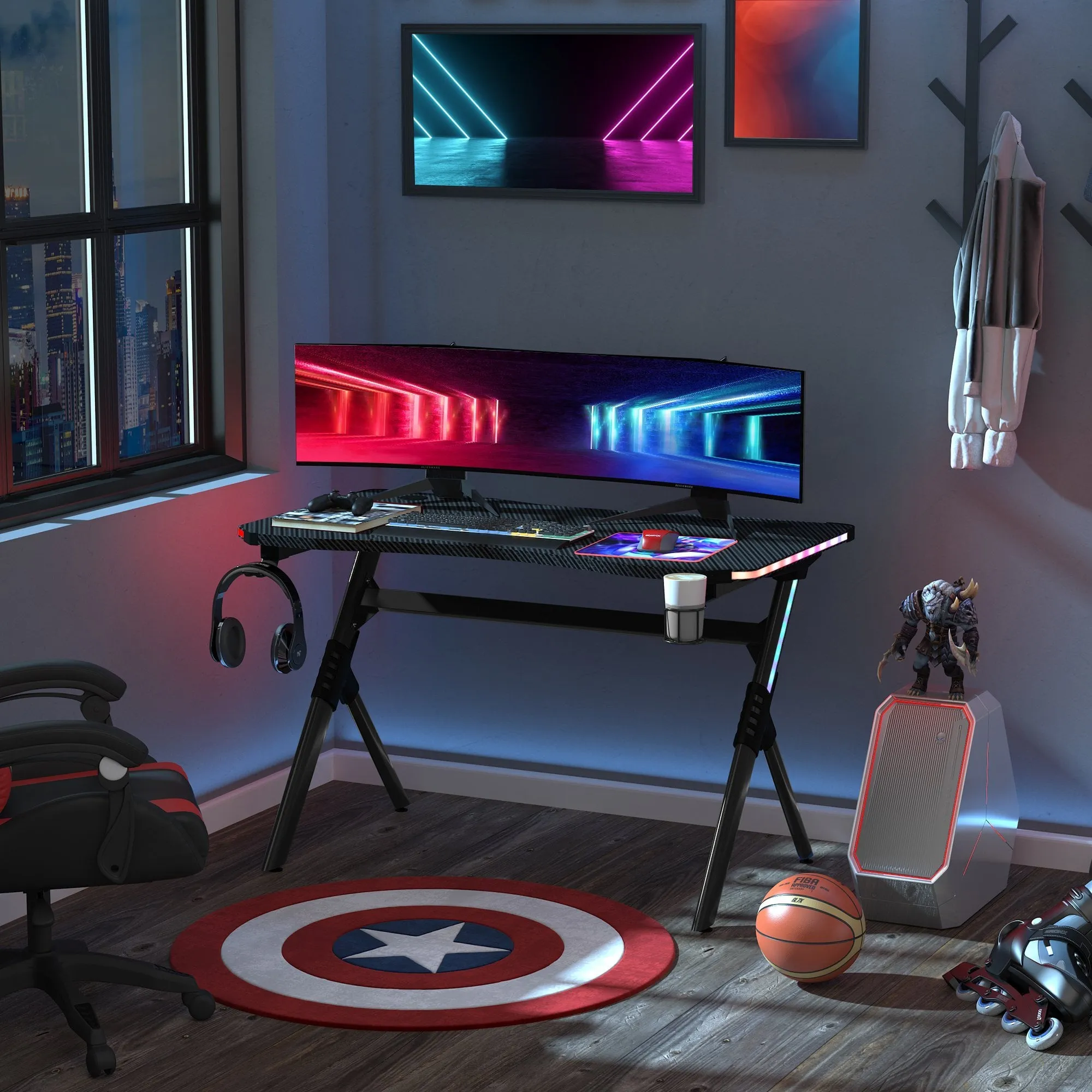 HOMCOM Gaming & Computer Desk - Black