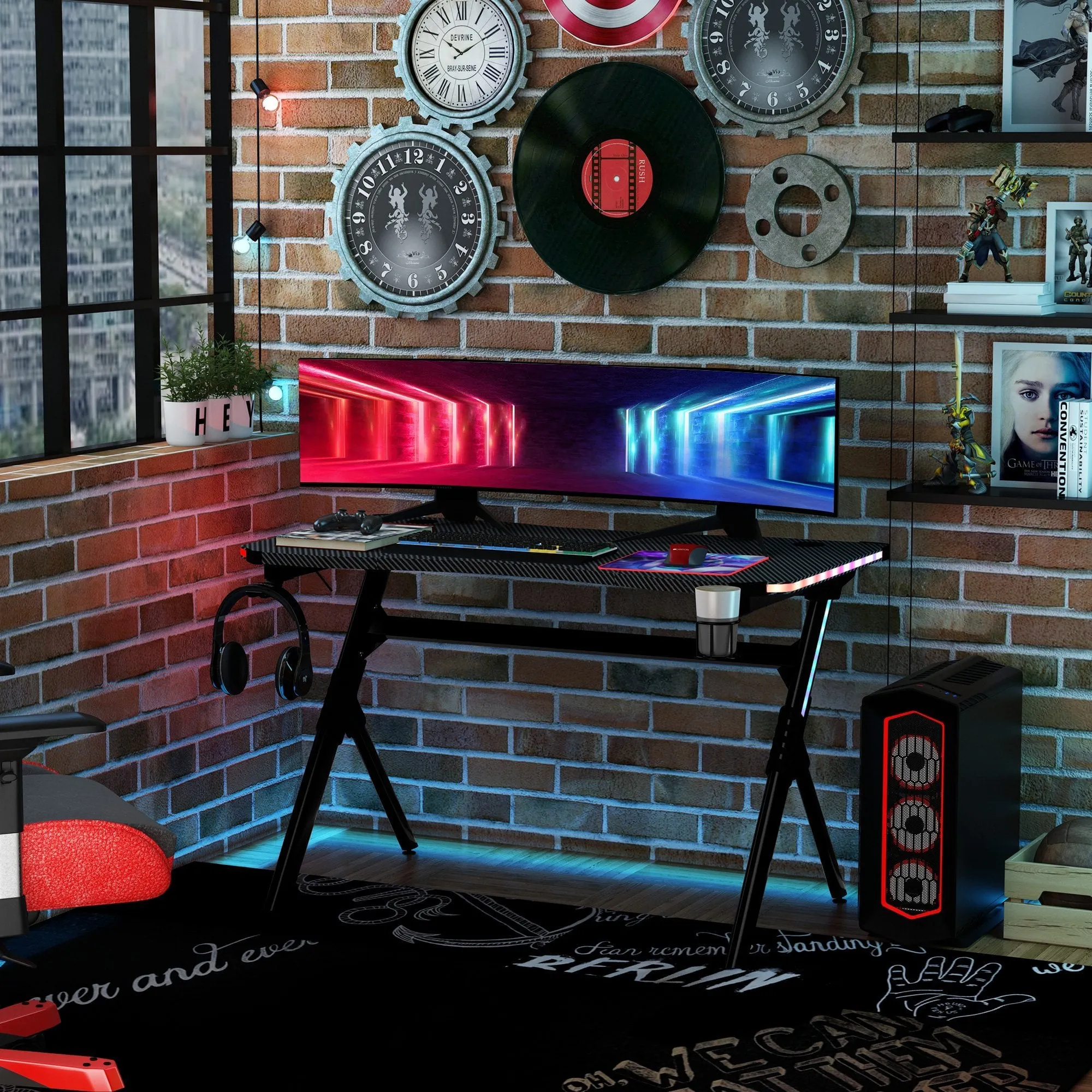 HOMCOM Gaming & Computer Desk - Black