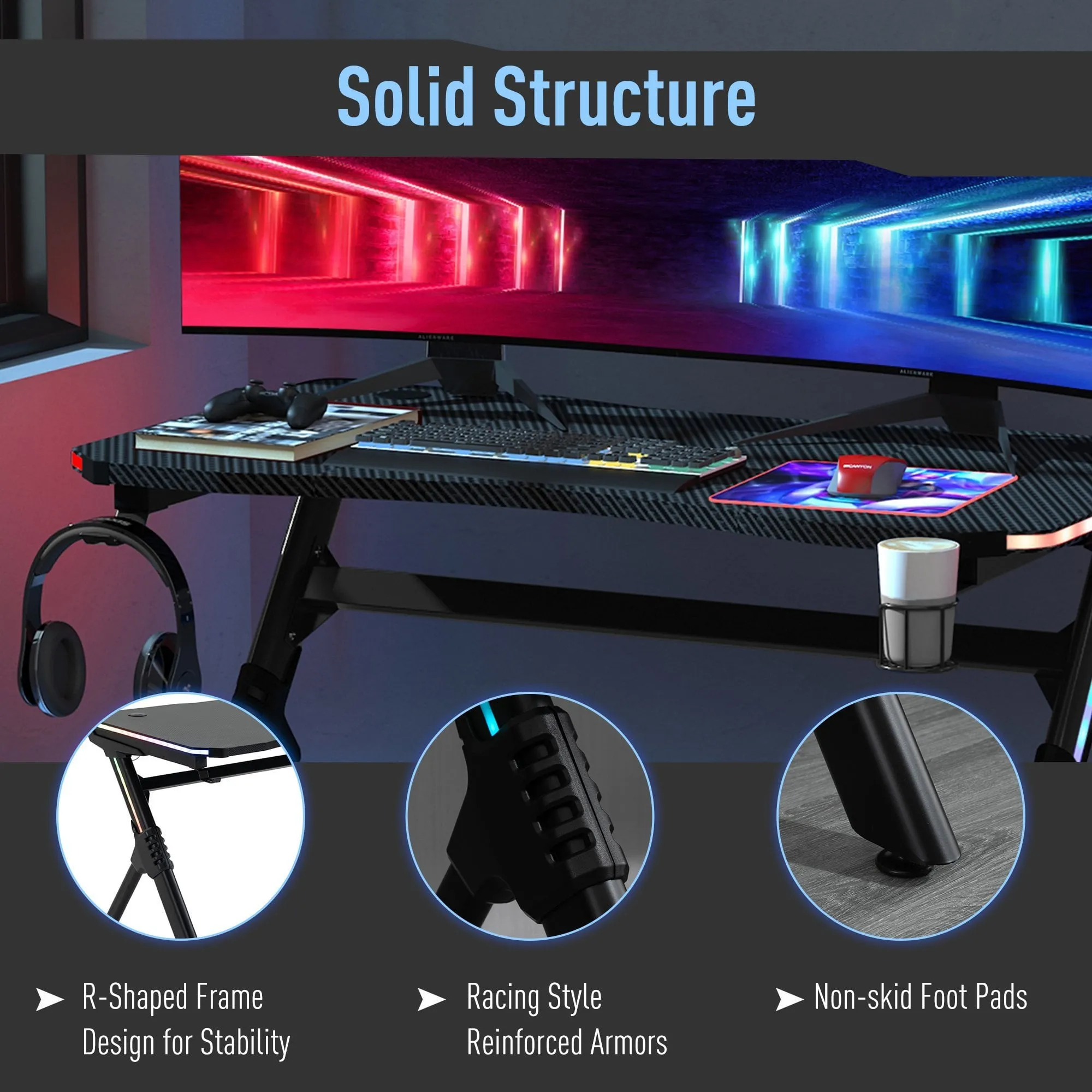 HOMCOM Gaming & Computer Desk - Black