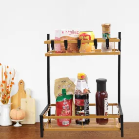 Homestic 2-Layer Dish Drying Rack|Storage Rack for Kitchen Counter|Drainboard & Cutting Board Holder|Premium Utensils Basket (Black & Gold)