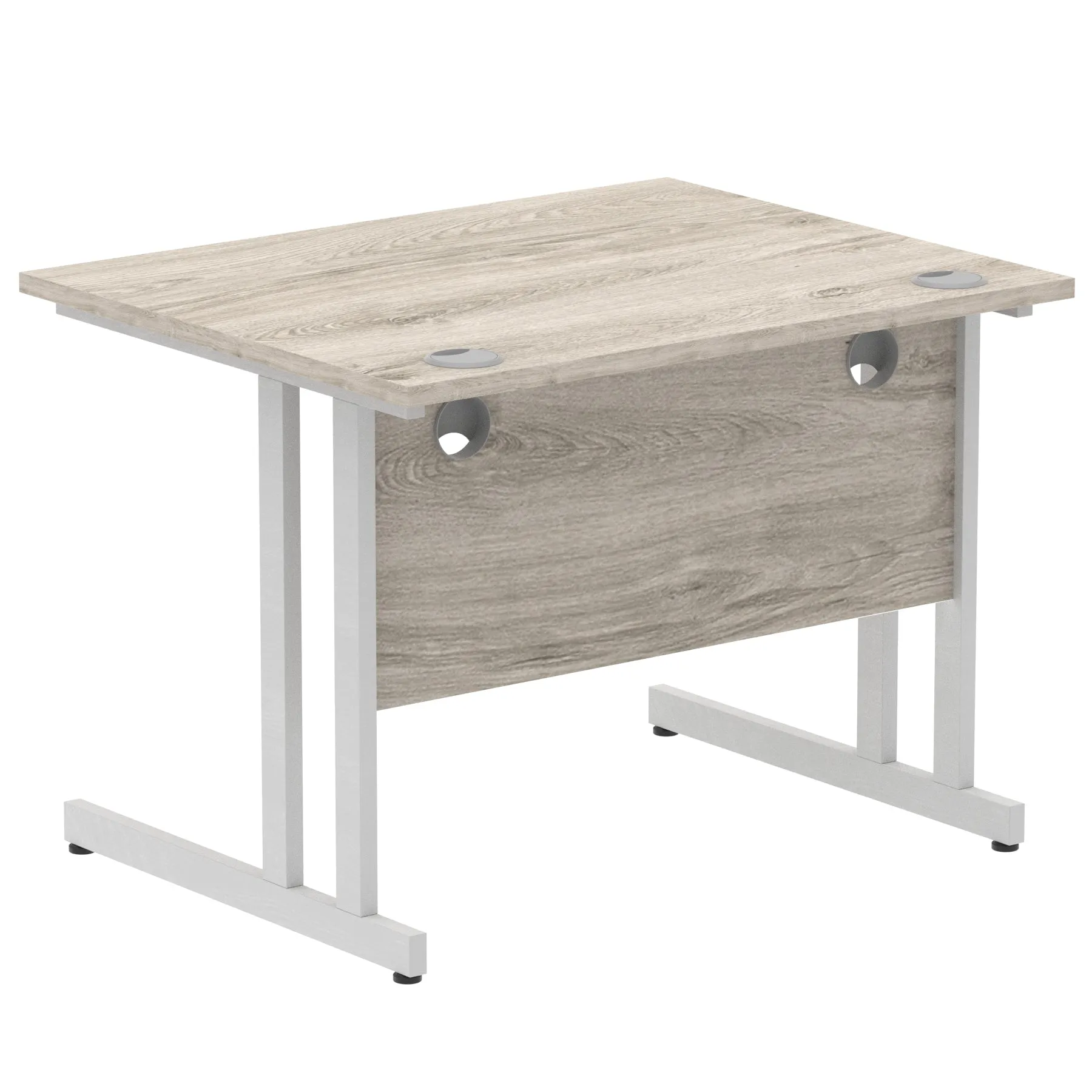 Impulse 1000mm Straight Desk Cantilever Leg - Rectangular MFC, Self-Assembly, 5-Year Guarantee, Silver/Black/White Frame, 1000x800 Top Size