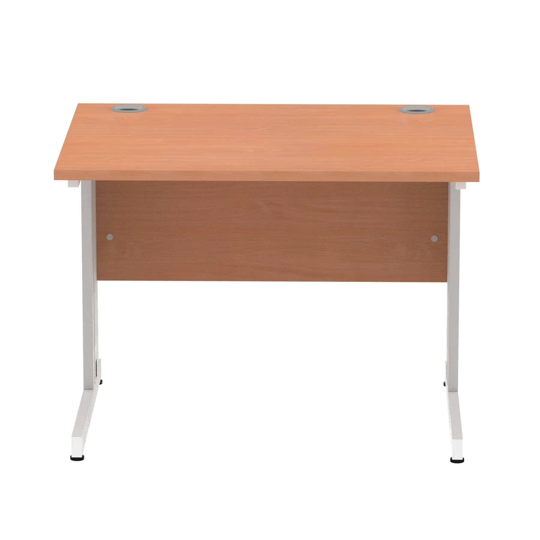 Impulse 1000mm Straight Desk with Cable Managed Leg - MFC Rectangular Table, 5-Year Guarantee, Self-Assembly, Silver/White Frame (1000x800x730mm)