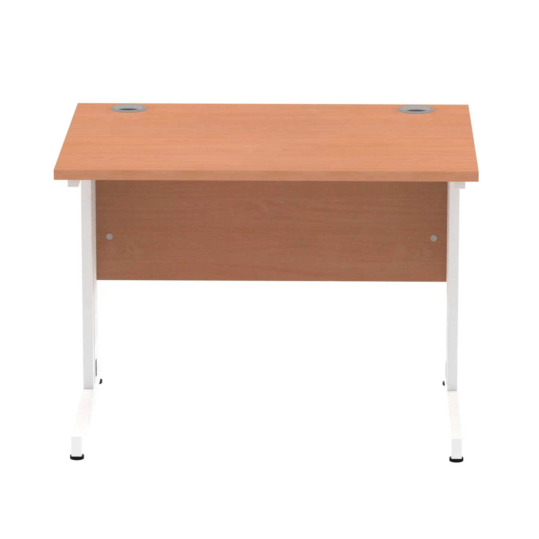 Impulse 1000mm Straight Desk with Cable Managed Leg - MFC Rectangular Table, 5-Year Guarantee, Self-Assembly, Silver/White Frame (1000x800x730mm)