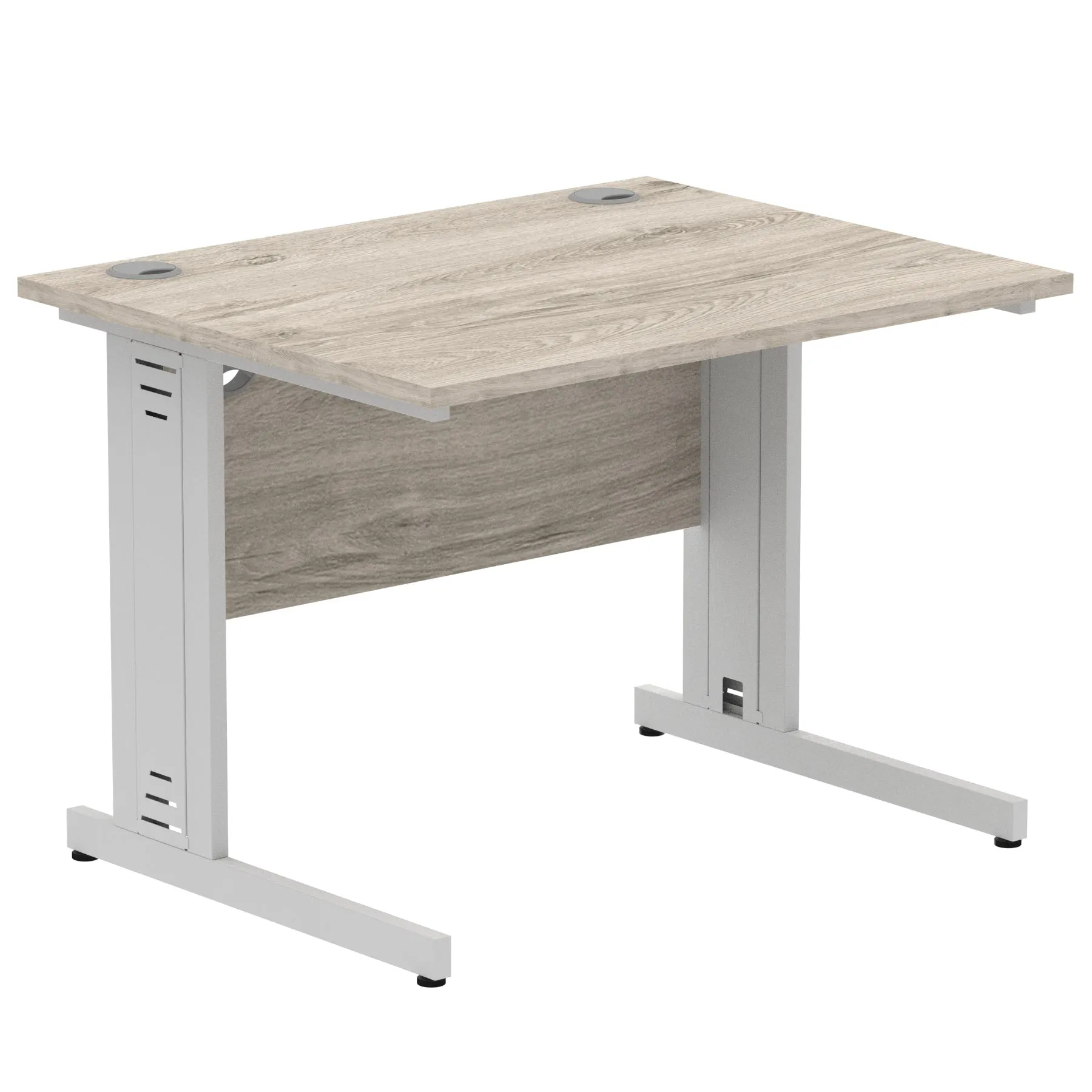 Impulse 1000mm Straight Desk with Cable Managed Leg - MFC Rectangular Table, 5-Year Guarantee, Self-Assembly, Silver/White Frame (1000x800x730mm)